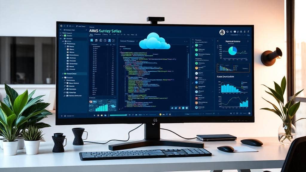 Écran de développeur affichant du code et un tableau de bord d'application cloud