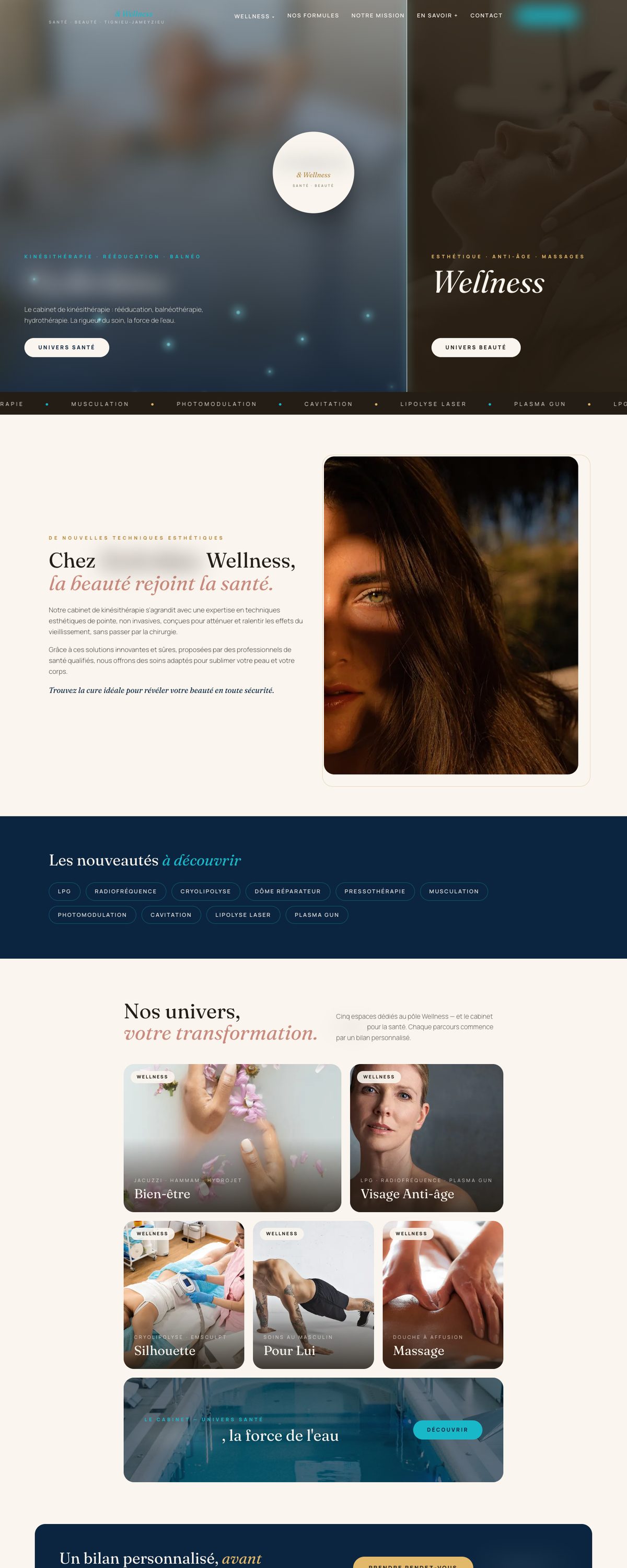 Site réalisé par Linkvision pour un client institut de soins (nom flouté)